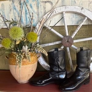 Men's Justin Black Leather Roper Boots, Style 3133 - Size 8 1/2 D